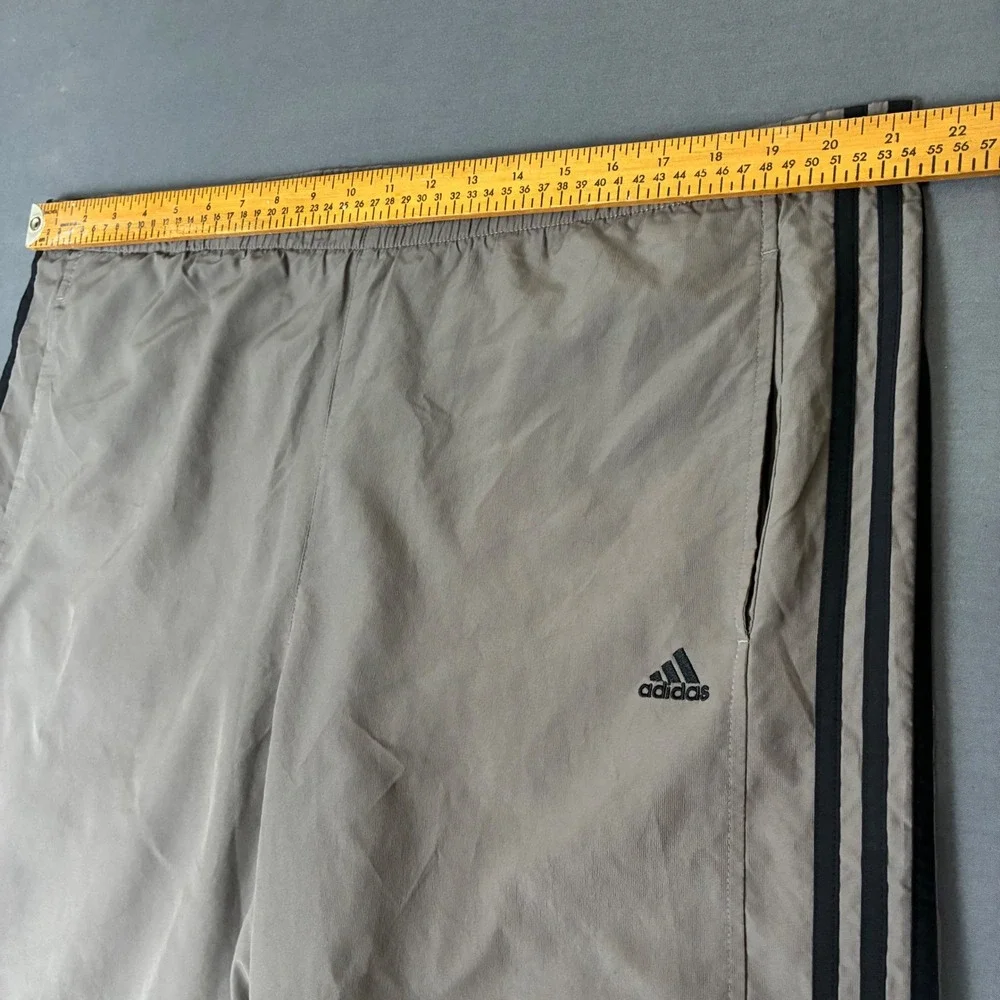 VTG Y2K Adidas Gray 3 Stripe Track Pants Men's Size XL 42x30 Baggy Wide Leg